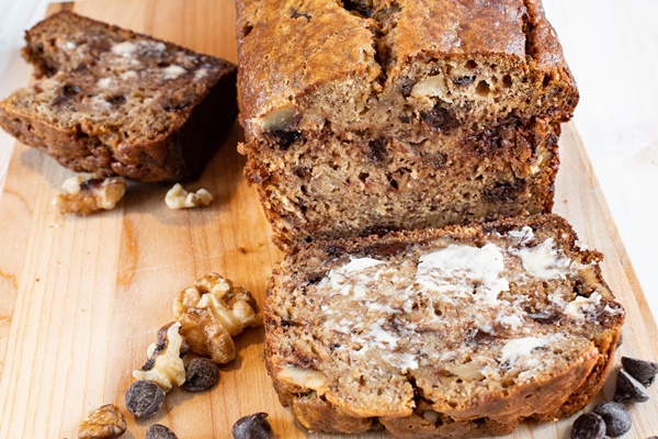 Molasses Banana Bread with butter