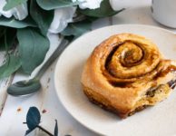 sticky buns with green leaves