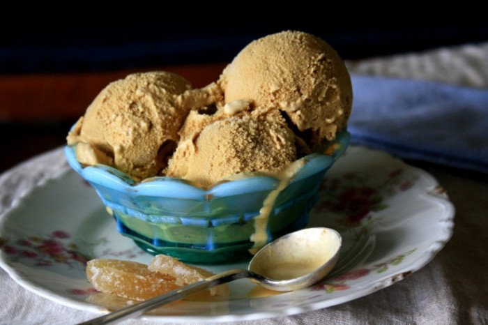Rich and creamy ginger molasses ice cream