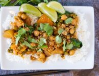 Creamy Thai inspired Chickpea Sweet Potato Stew with lime