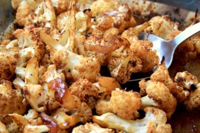 sweet and spicy roasted cauliflower