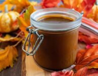 Pumpkin Molasses Caramel Sauce in jar