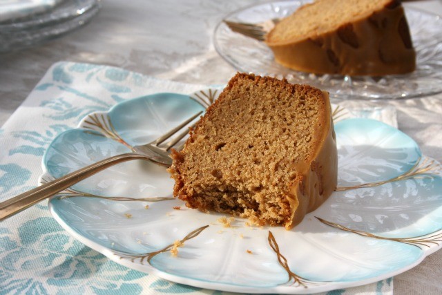 Molasses Pound Cake with fork