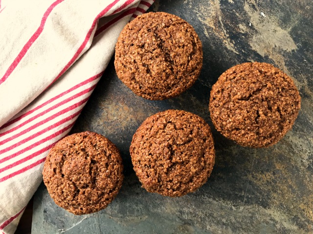 Four Basic Buttermilk Bran Muffins on a counter