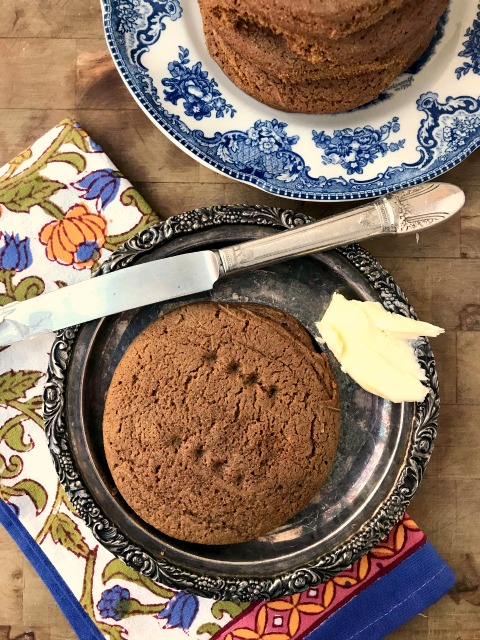 Cape Breton Molasses Biscuits with knife and butter