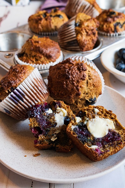 blueberry wheat germ muffins