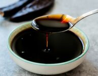 Blackstrap molasses with spoon