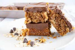 Peanut Butter Oatmeal Bars with chocolate topping