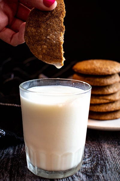  Soft and Chewy Blackstrap Molasses Cookies with milk