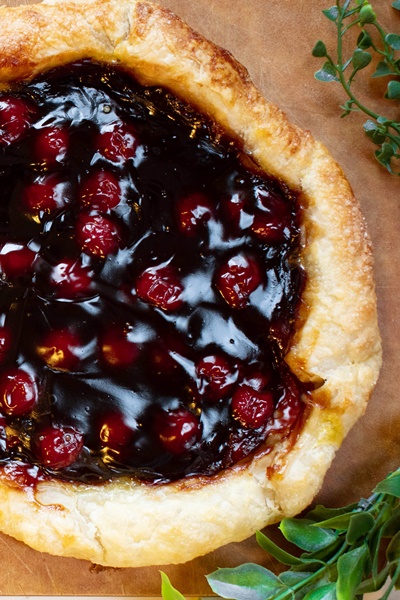 Rustic Lucky Leaf Cherry Galette