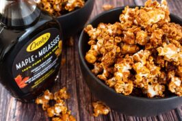 popcorn with maple + molasses bottle